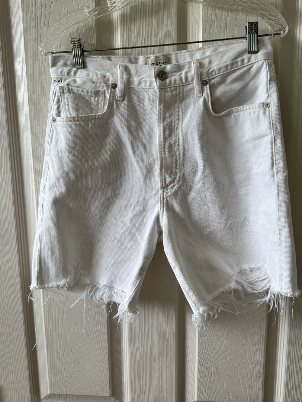 Citizens Of Humanity White Distressed womens Denim Shorts